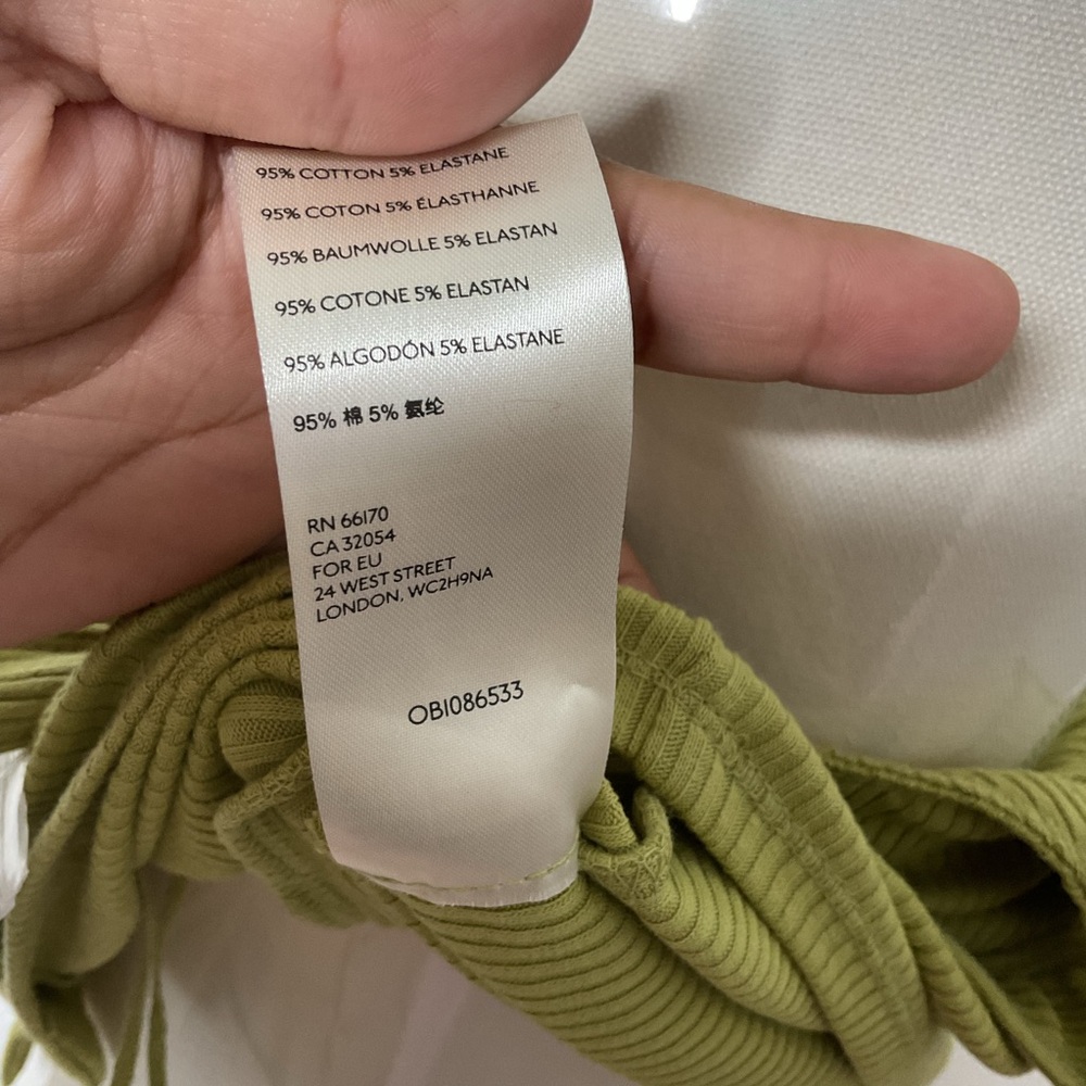 FREE PEOPLE Bridgette Ribbed Button Tank Green Cropped Cotton Summer Top M - Picture 7 of 10
